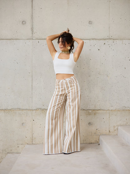 Calças Estilo Pantalona Riscas