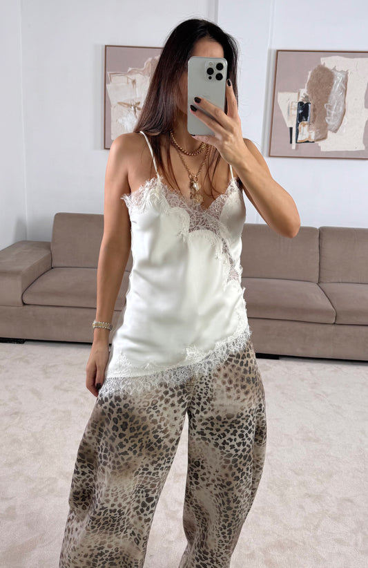 Top Estilo Lingerie Renda Cru