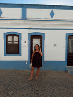 Vestido Folhos Open Back Castanho