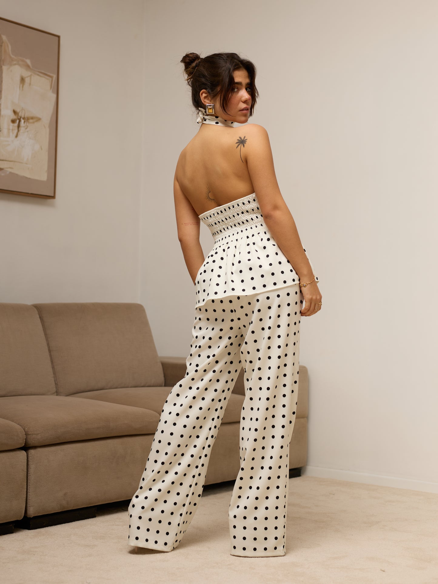 Conjunto Top e Calças Padrão Bolas