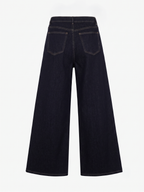 Weit geschnittene Hose ohne Saum, dunkler Denim