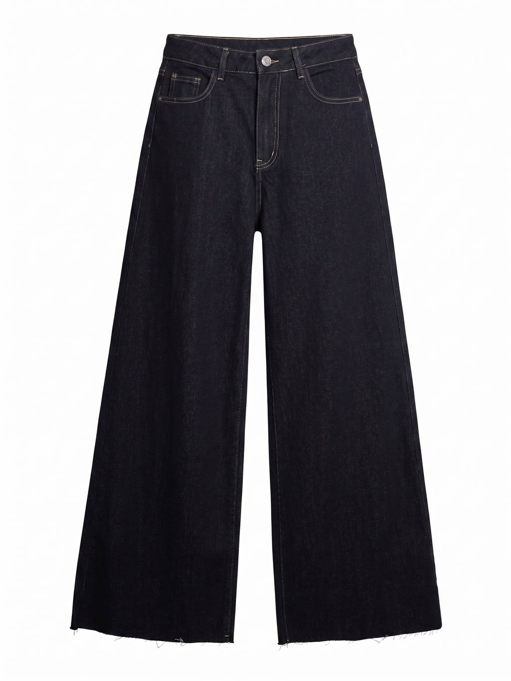 Weit geschnittene Hose ohne Saum, dunkler Denim