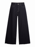 Weit geschnittene Hose ohne Saum, dunkler Denim