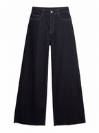 Weit geschnittene Hose ohne Saum, dunkler Denim