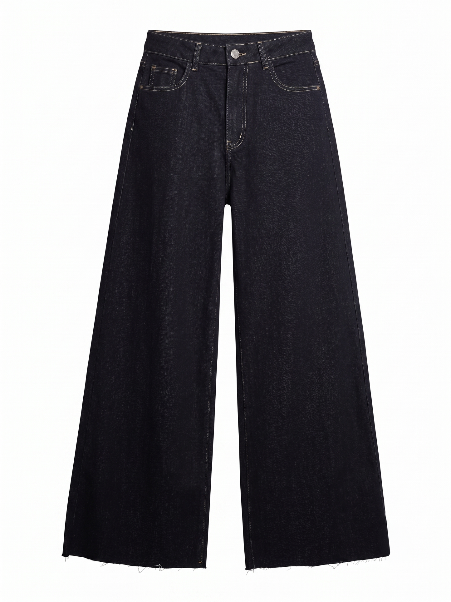 Weit geschnittene Hose ohne Saum, dunkler Denim