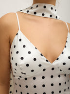 Satinkleid mit Polka-Dot-Muster