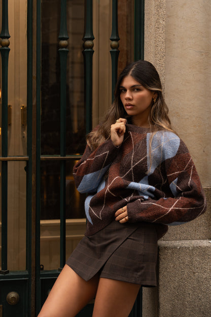 Camisola Malha Azul e Terra