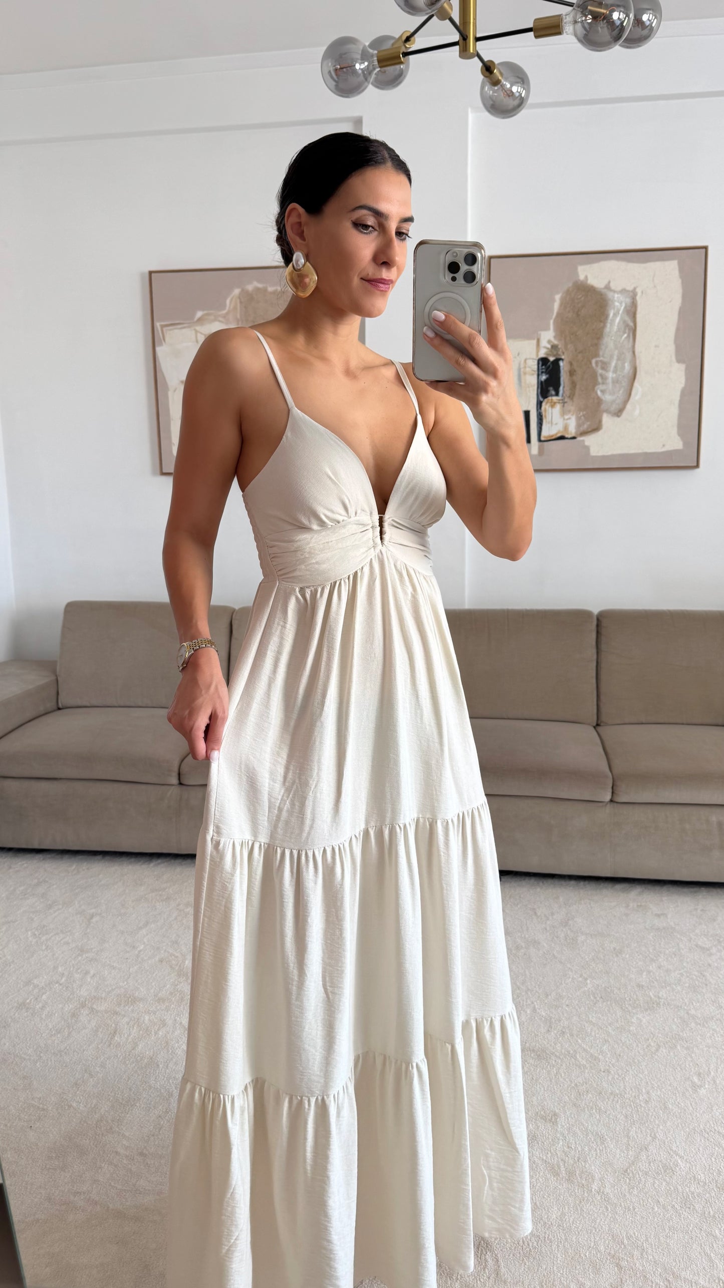 Vestido Moretti Bege