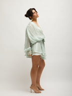 Vestido Oversize Detalhe Renda Verde Pastel