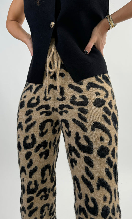 Pantalon en maille animale