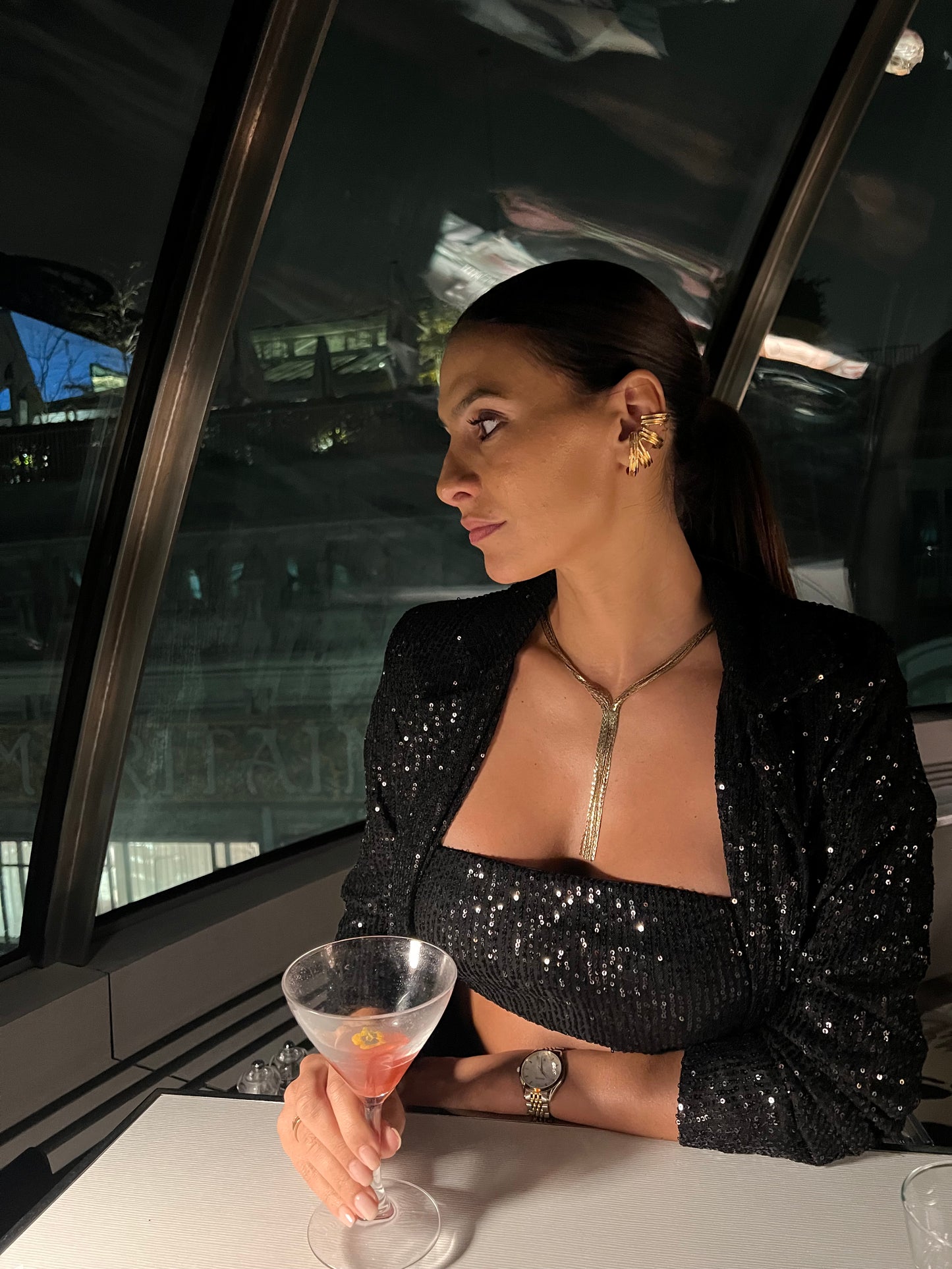 Black Sequin Crop Top