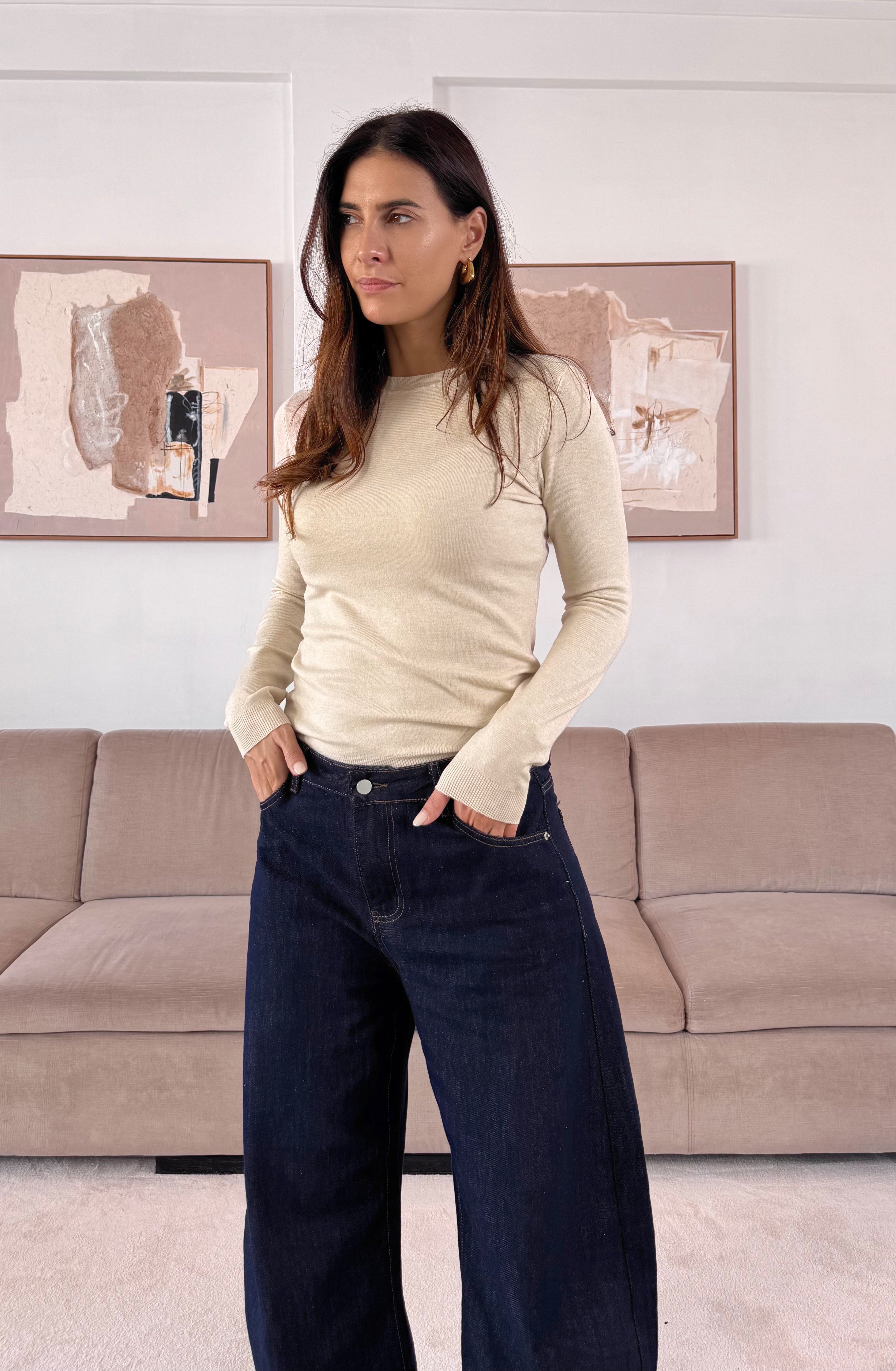 Pull en maille douce beige