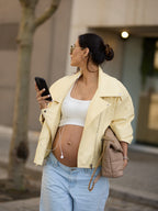 Veste oversize en similicuir jaune pastel