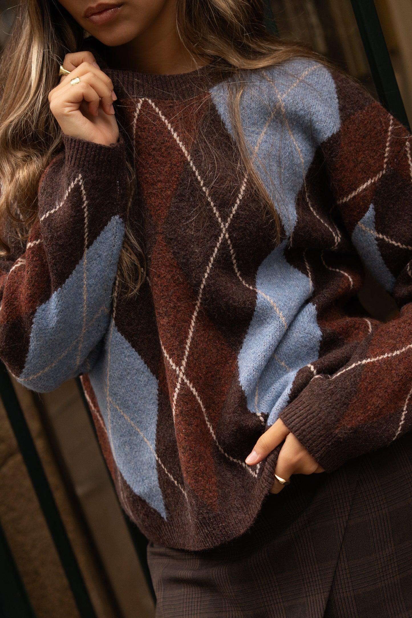 Camisola Malha Azul e Terra