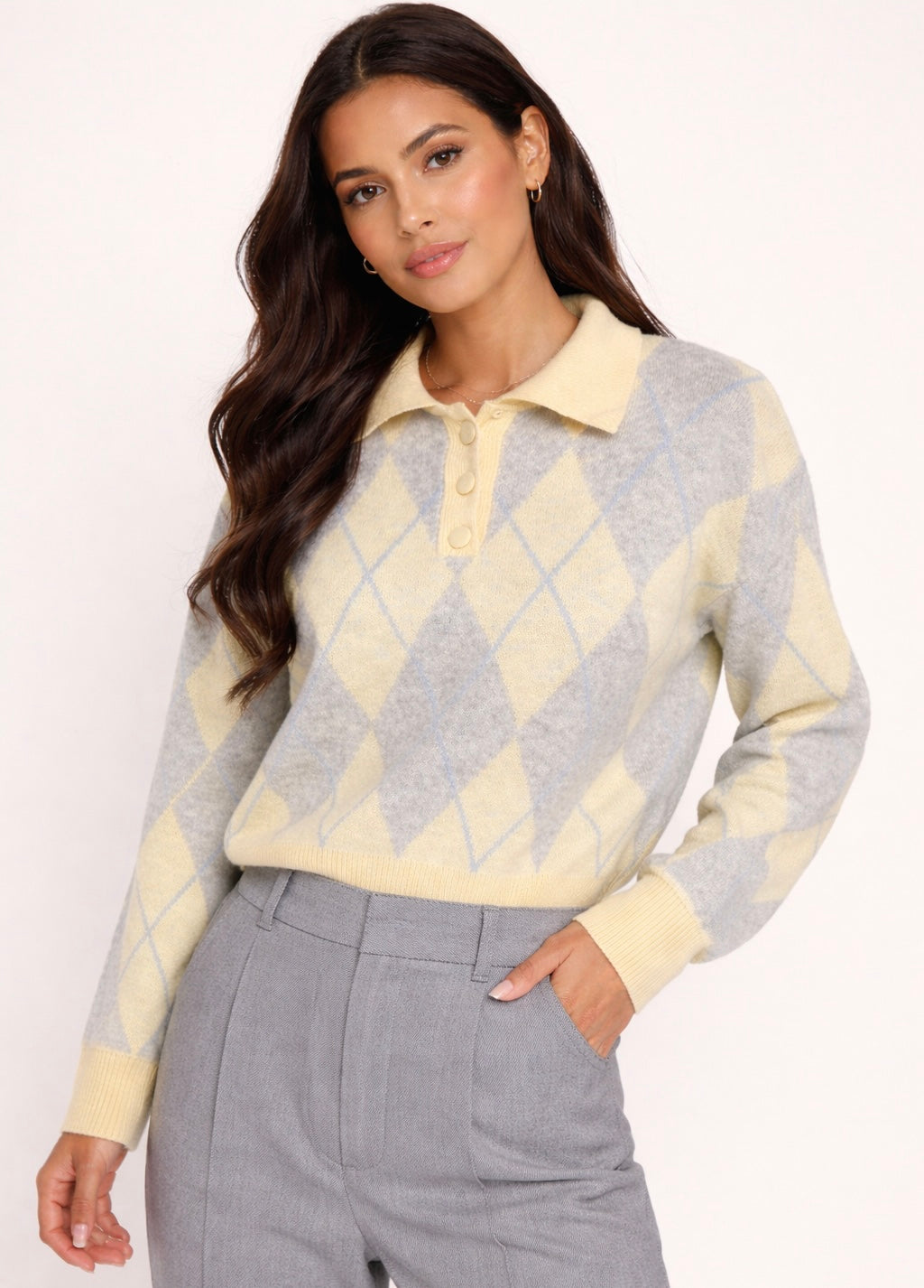 Polo Shirt, Argyle Yellow