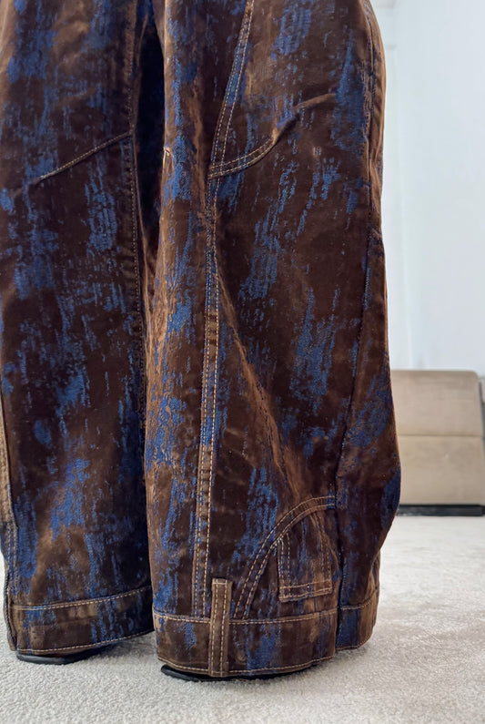 Calças Balloon Padrão Aveludado | cinta reversa