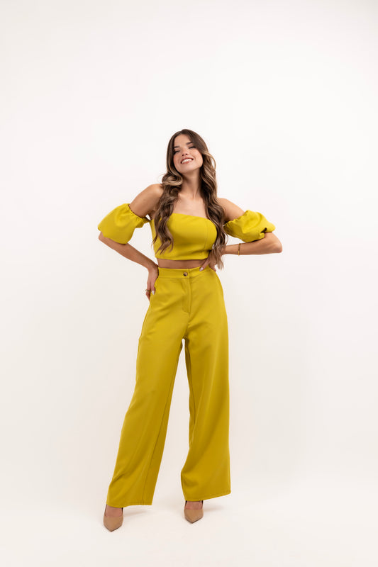 Balloon Sleeve Top and Pants Set