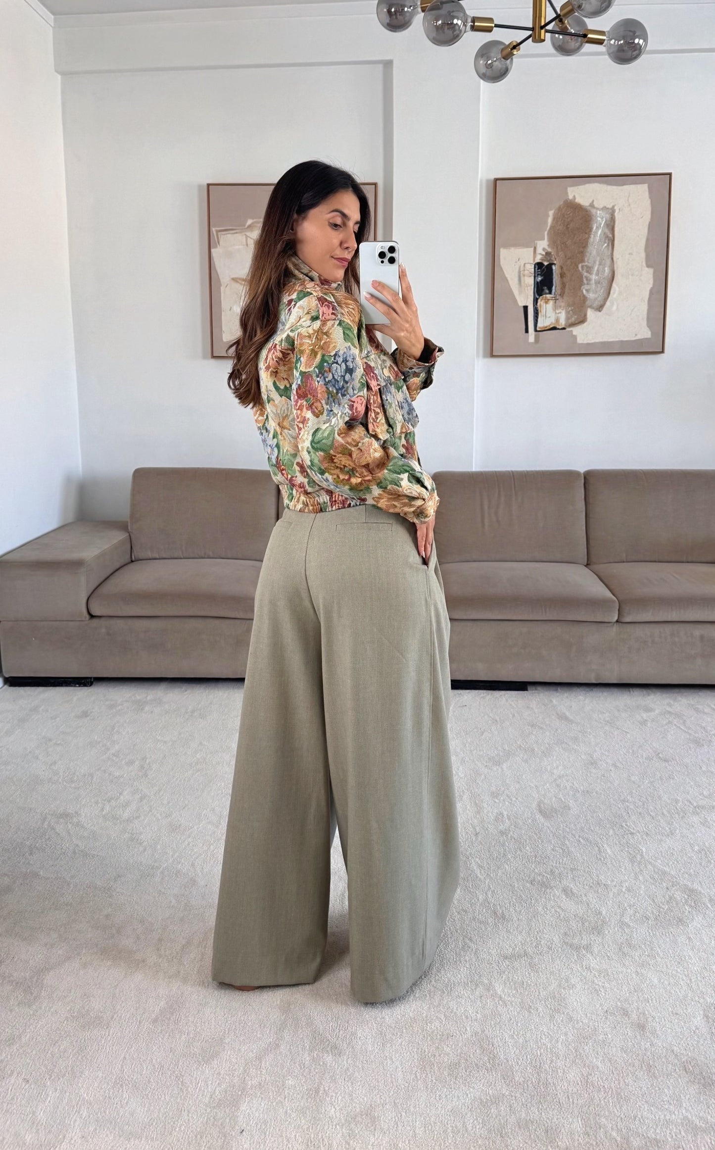 Taupe Pantaloon Style Trousers