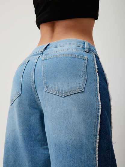 Jeans Wide Leg Detalhe Lateral