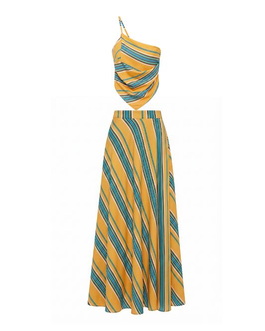 Conjunto Top e Saia Amarelo Torrado
