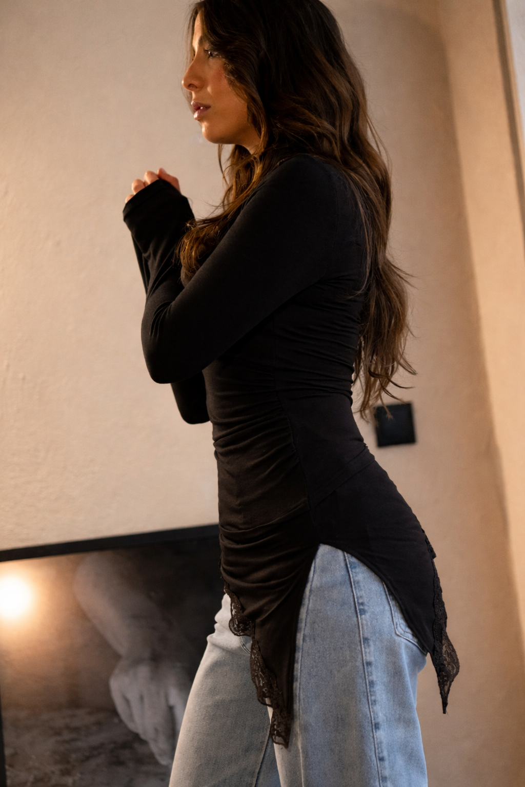 Black camisole with lace detail