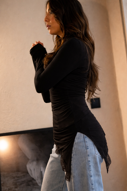 Black camisole with lace detail