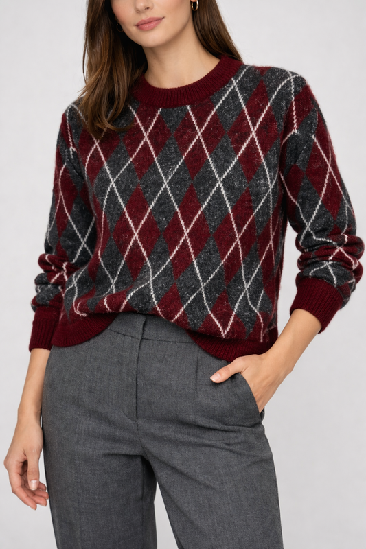 Diamond Pattern Knit Sweater