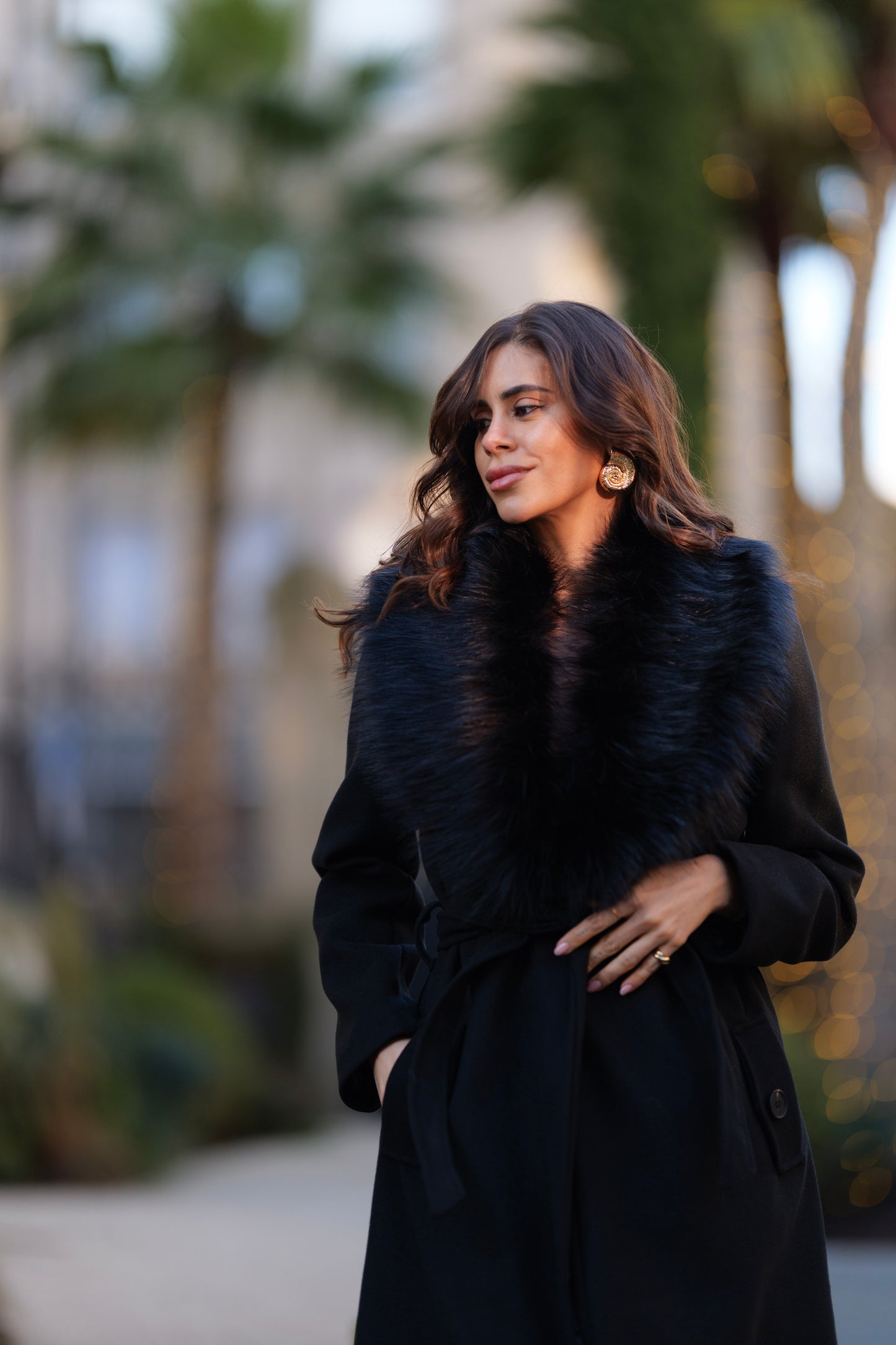 Sobretudo Midi c/pêlo removível Preto