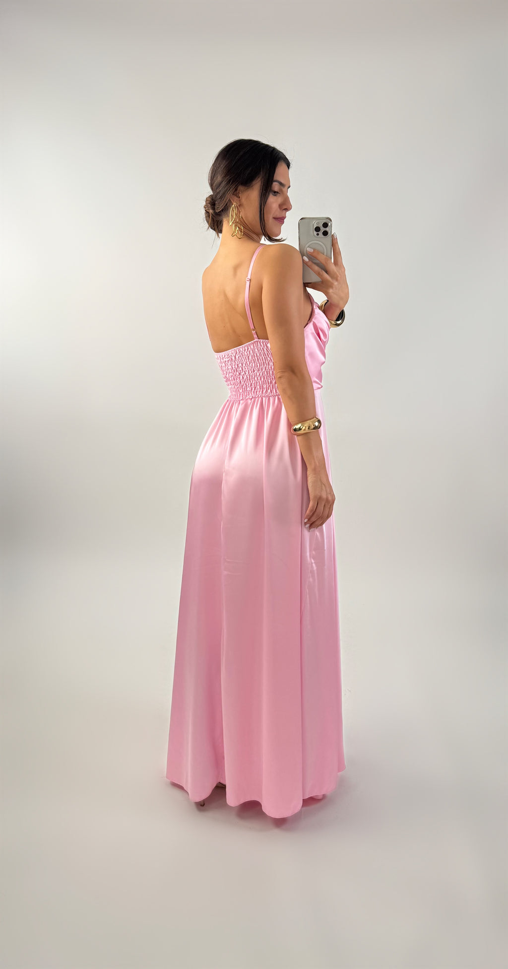 Vestido Comprido Efeito Cetim
