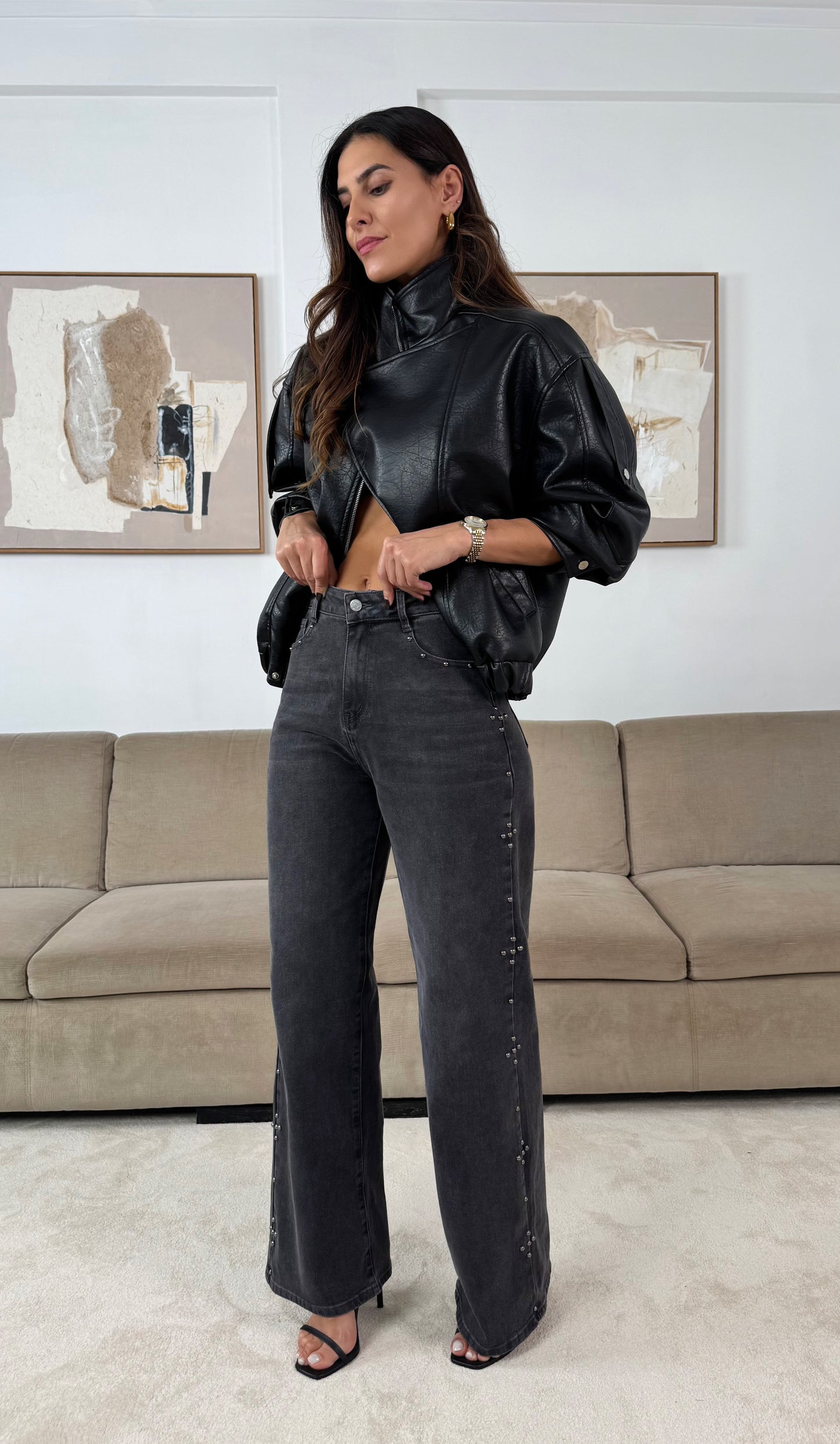 Vintage Black Studded Pants