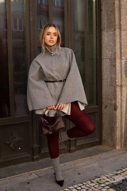 Cape with included belt, Gray