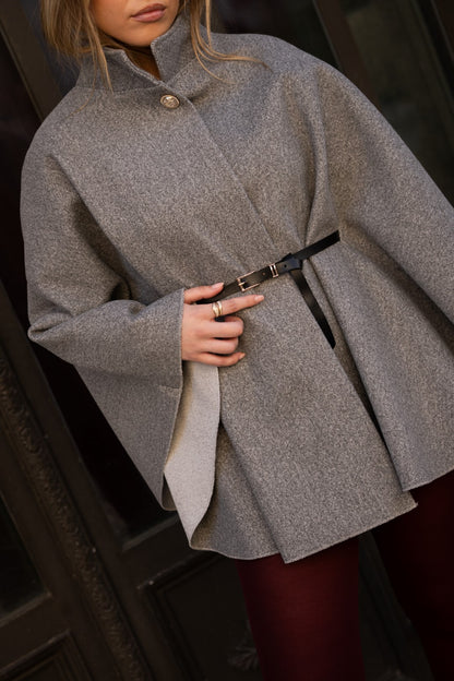 Cape with included belt, Gray