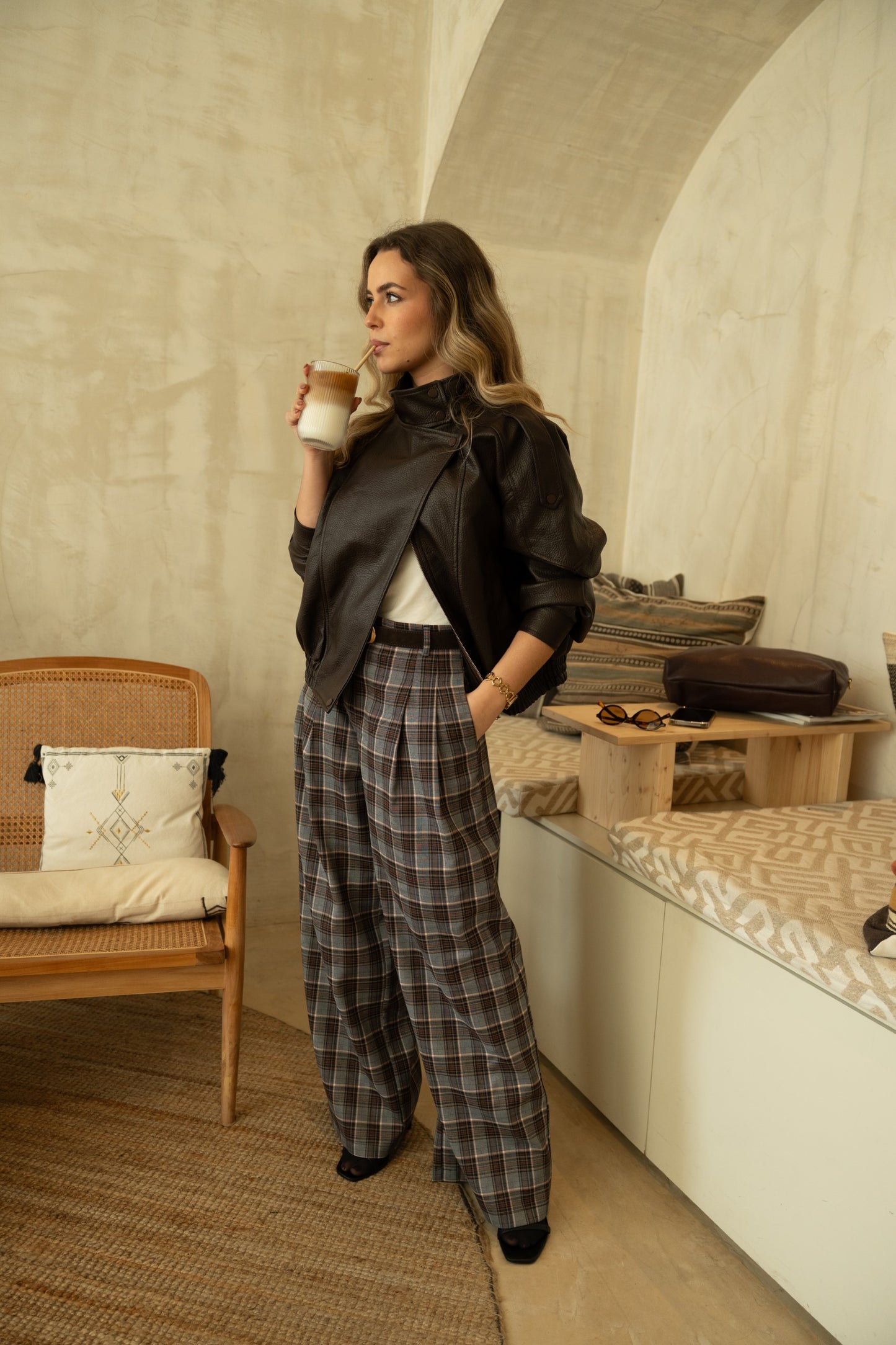 Calças Pantalona Xadrez