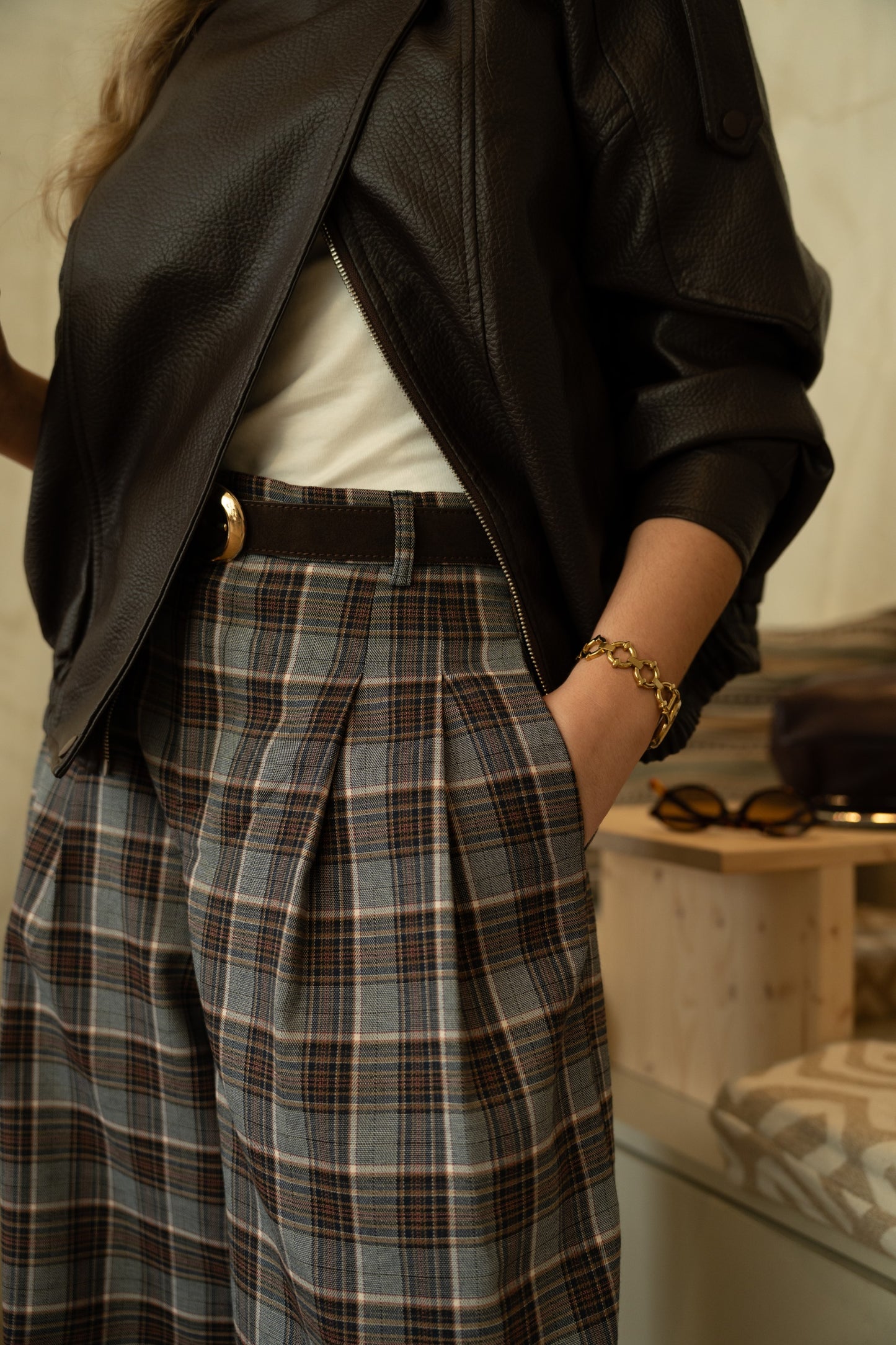 Calças Pantalona Xadrez