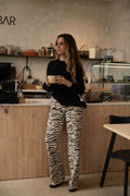 Pantaloni a gamba dritta con motivo tigre