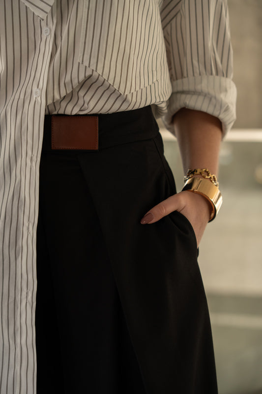 Calças Alfaitaria Maxi Pinças Preto