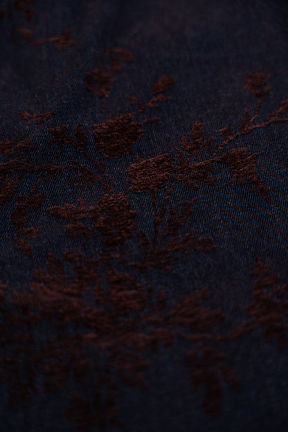 Spodnie Balonowe Aksamitne Wzór Kwiatowy Bordeaux