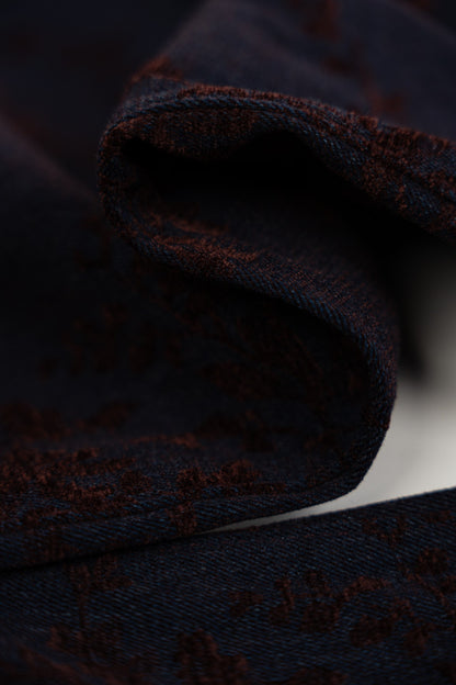 Spodnie Balonowe Aksamitne Wzór Kwiatowy Bordeaux