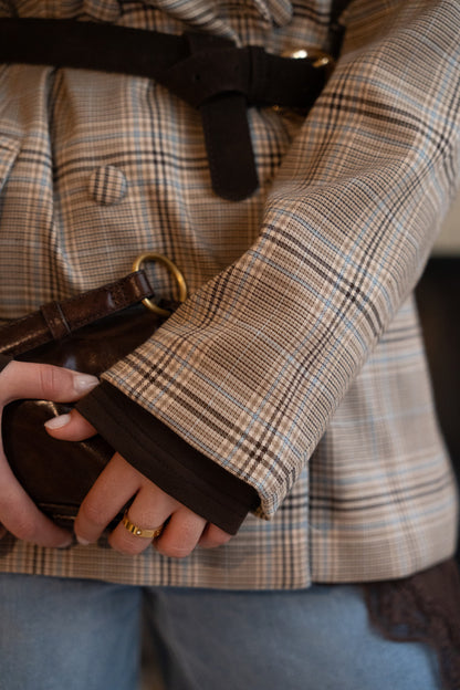 Oversize'owa marynarka w kratę