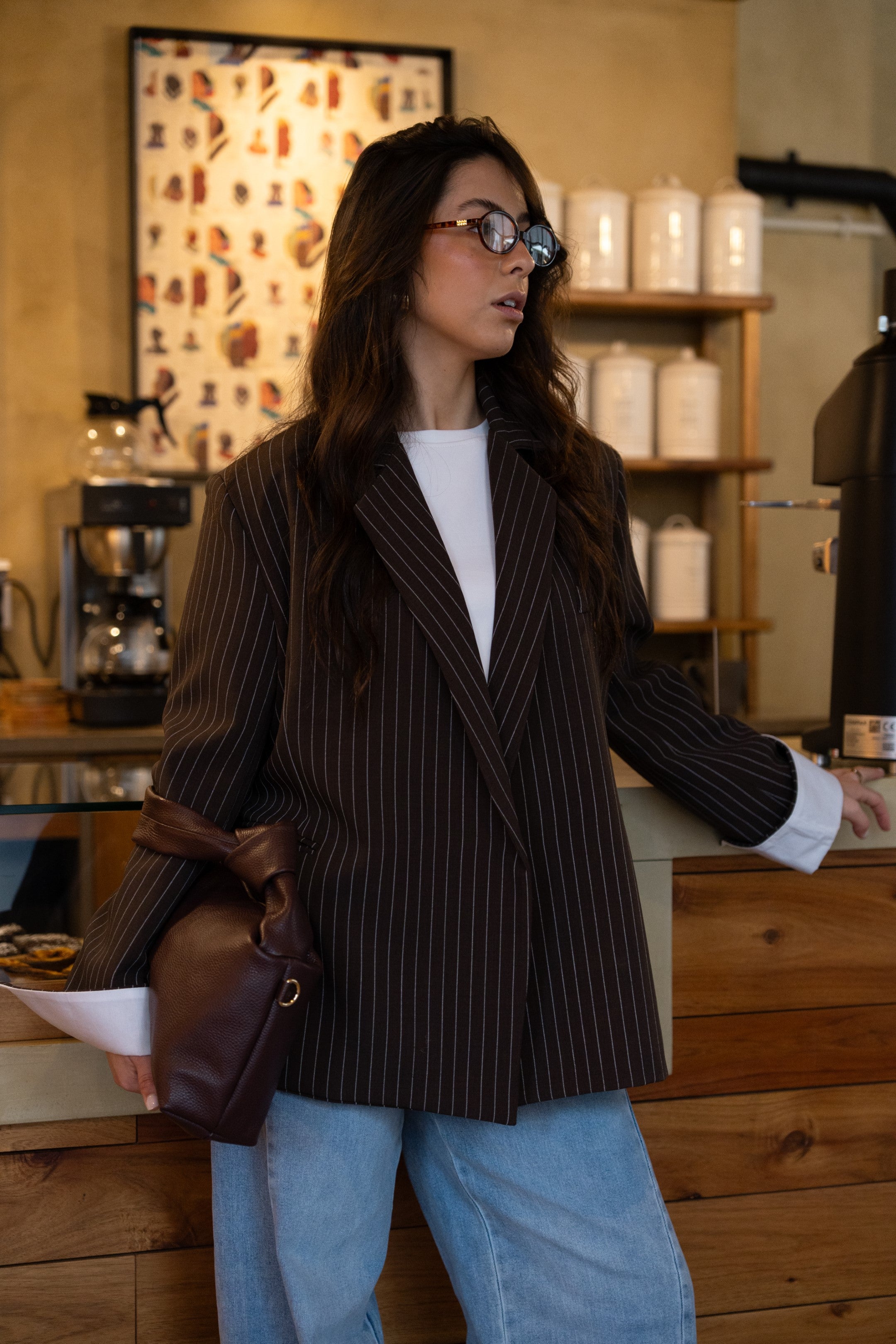 Blazer Oversize Risca Diplomática Chocolate