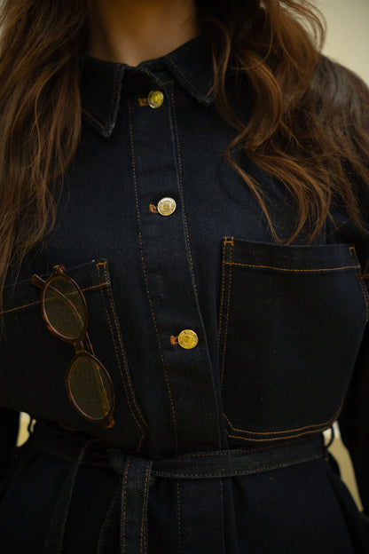 Koszula oversize z ciemnego jeansu