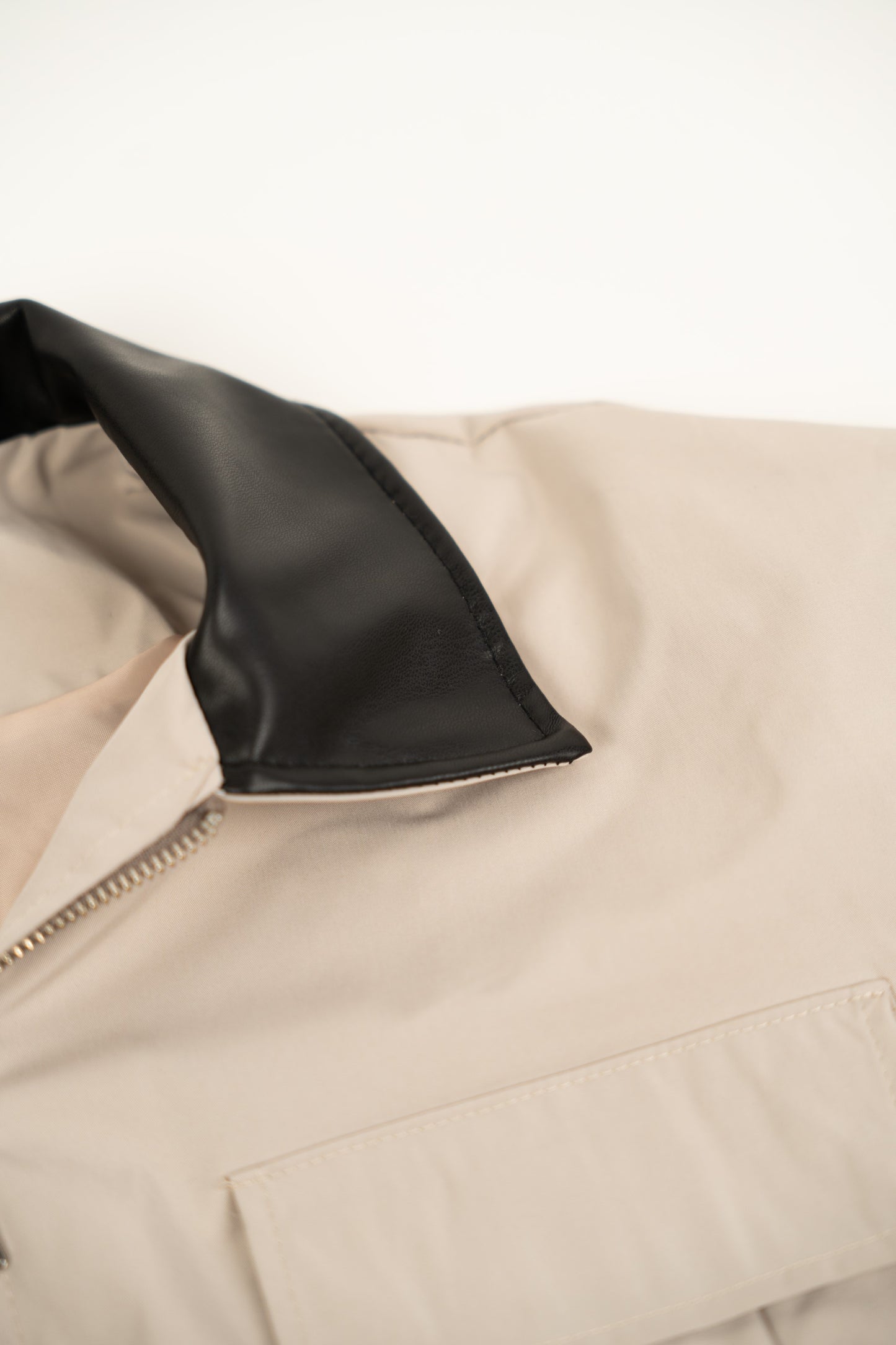 Trench Coat with Contrast Gray Collar