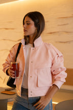 Blusão Ecopele Rosa Pastel