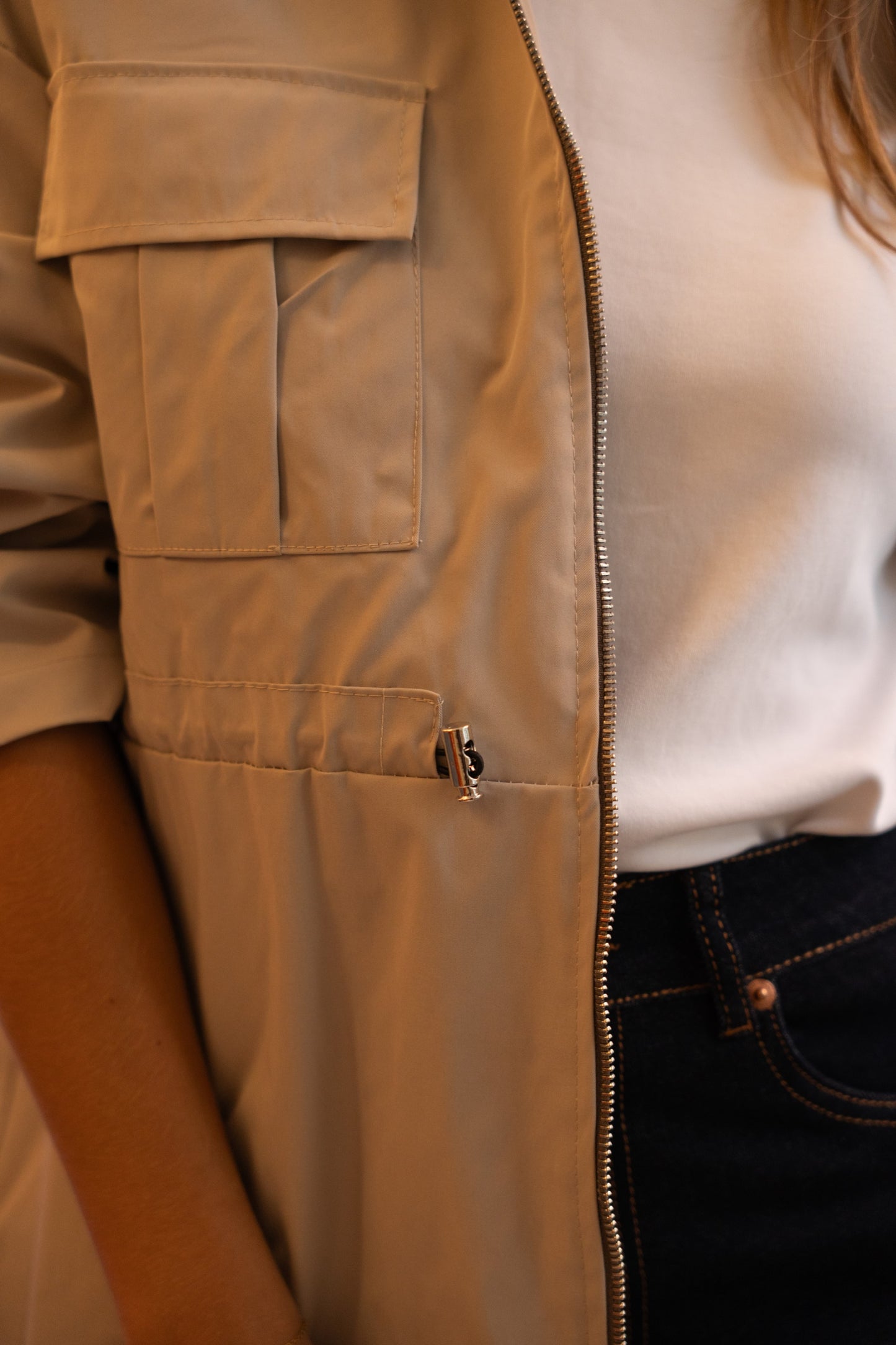 Trench Coat with Contrast Gray Collar