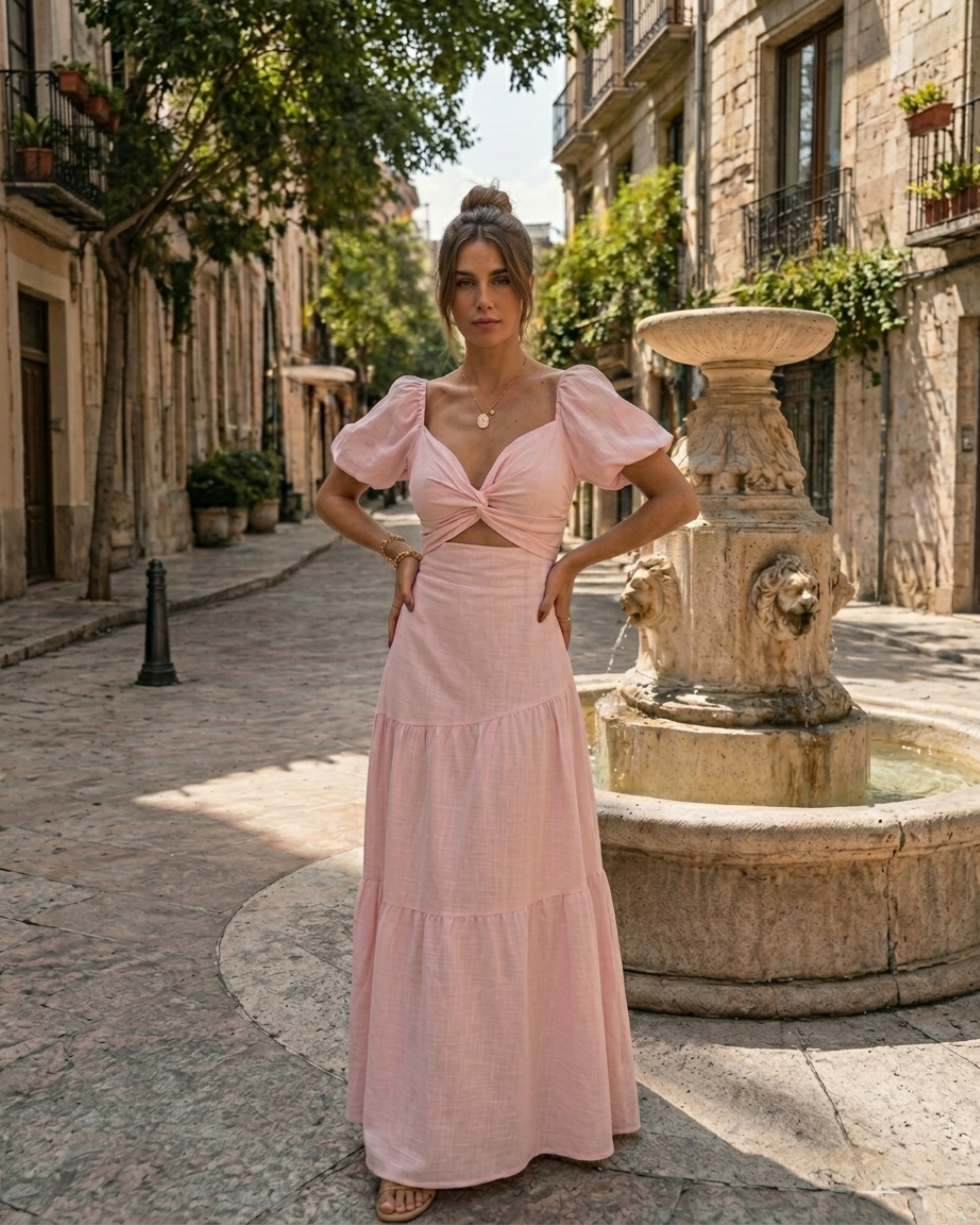Vestido Alinhado Manga Balão