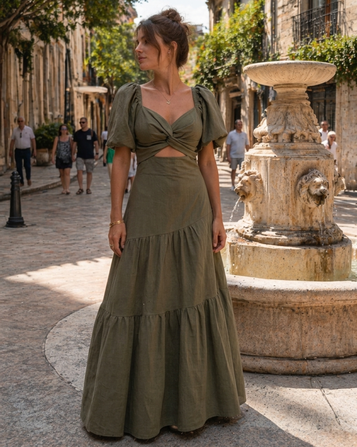 Vestido Alinhado Manga Balão