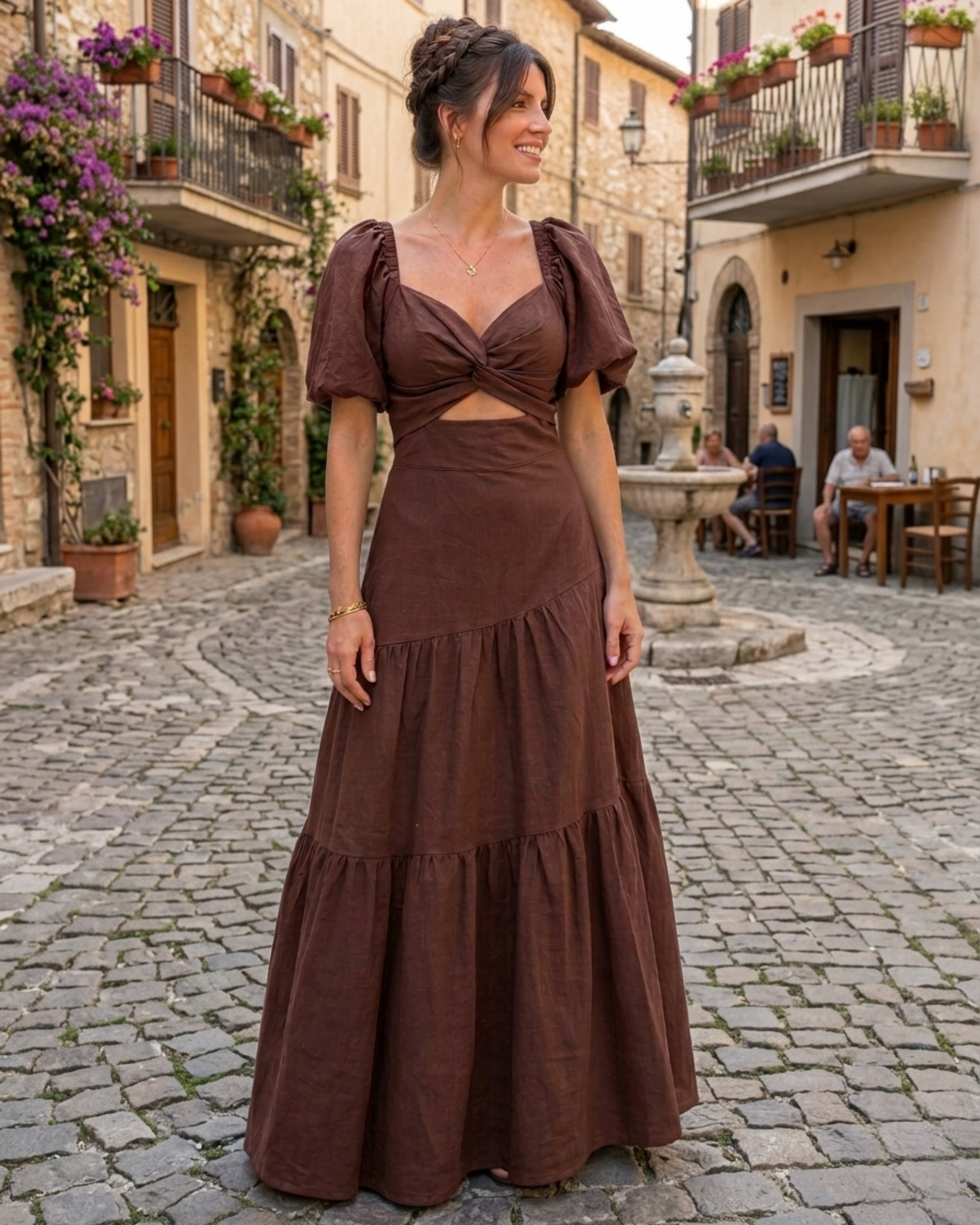 Vestido Alinhado Manga Balão