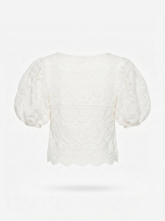 Blusa Croped Crochê Branco