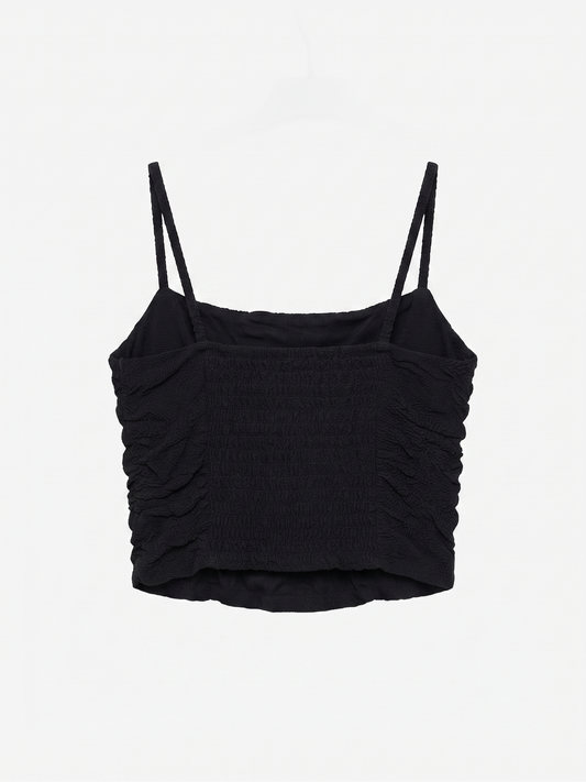 Crop Top Drapeado Preto