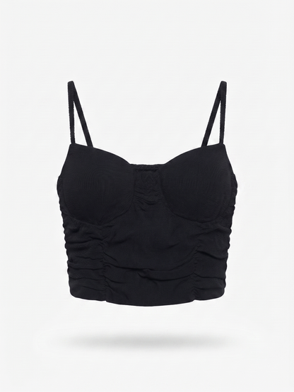 Crop Top Drapeado Preto